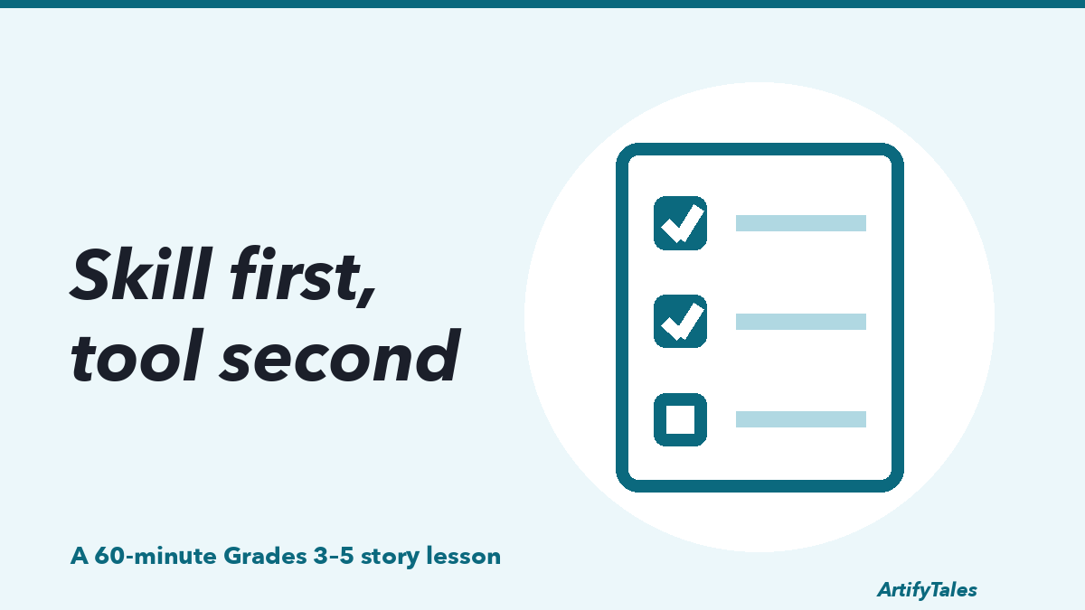 An illustrated checklist with four ticked lines and one pencil beside it.