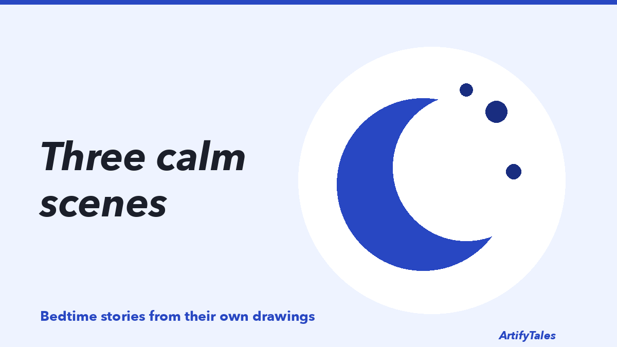 An illustrated crescent moon over a child’s drawing pinned above a bed.