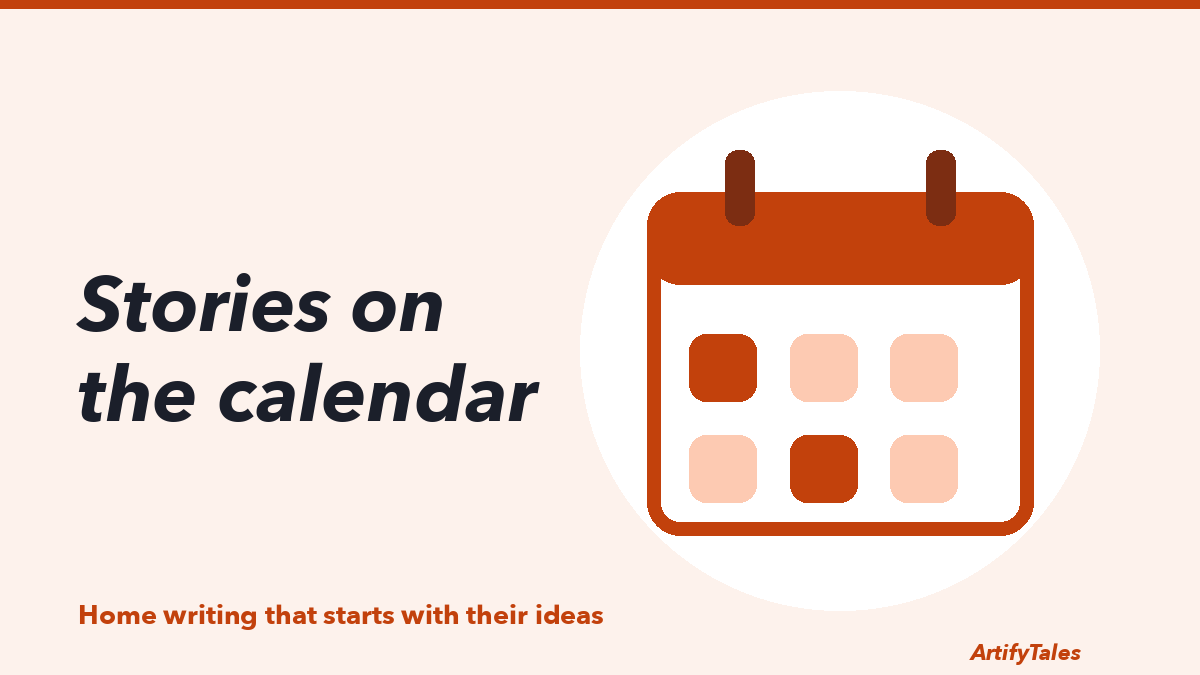 An illustrated weekly calendar with a small story note pinned to one of the days.