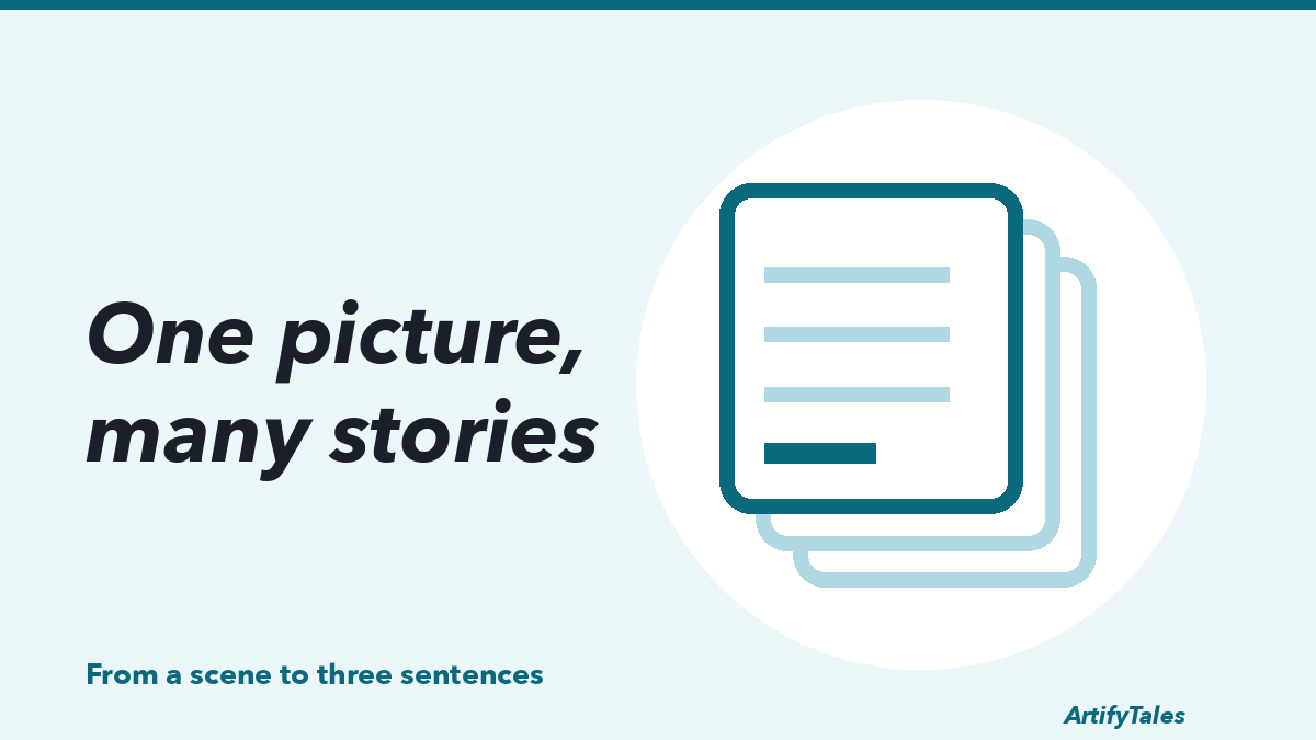 An illustrated stack of three finished pages, one for each sentence of a first-grade story.