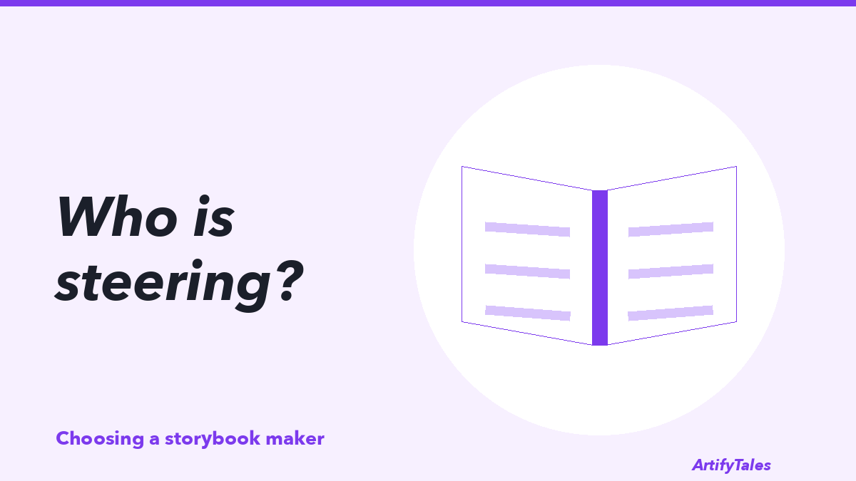 An illustrated open book drawn in thick purple lines.